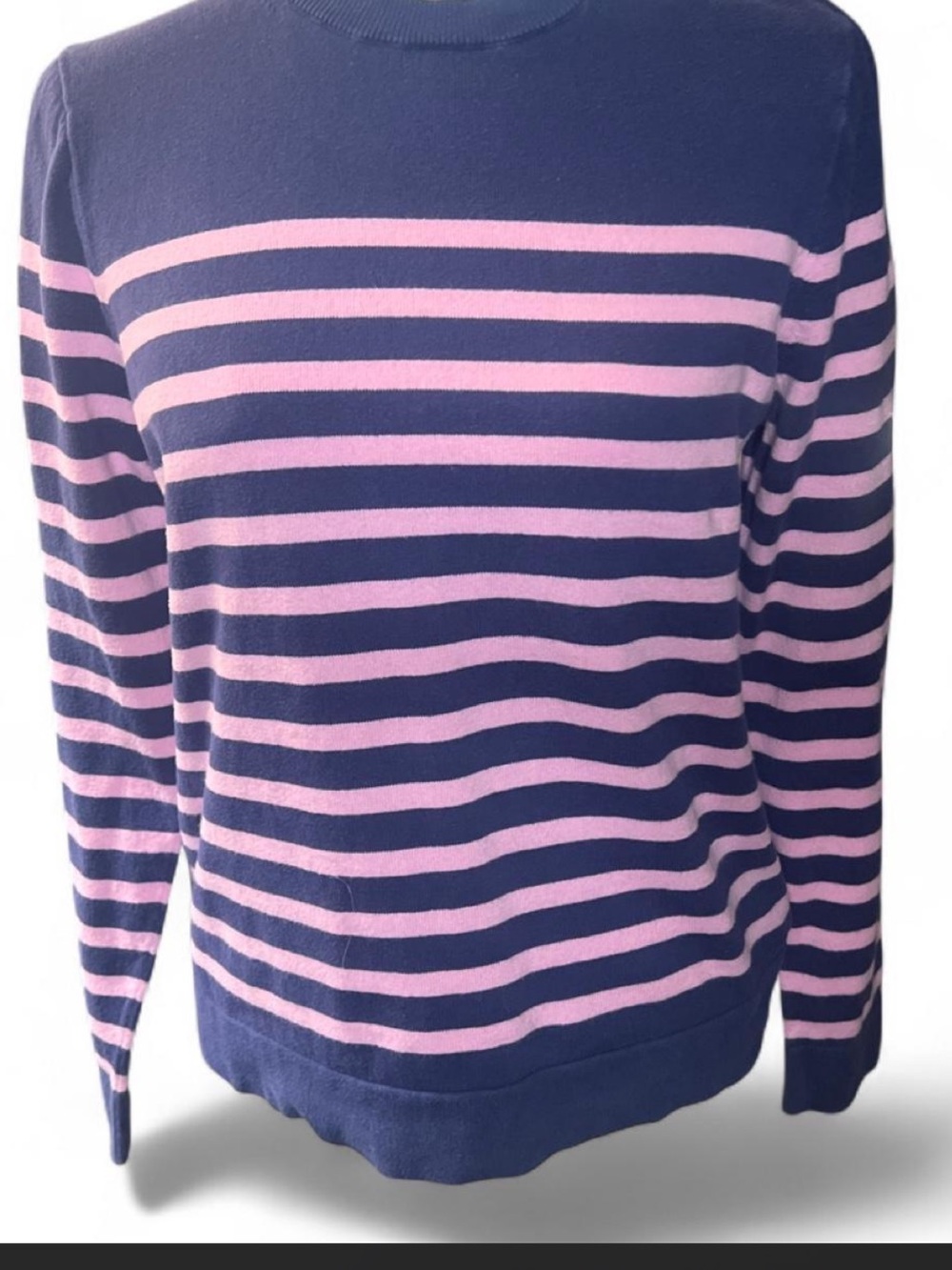 J Crew Navy and Pink Striped womens Sweater